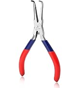 GOLD DEER Bent Needle Nose Pliers With Serrated Jaw Mini Bent Nose Pliers With Comfort Grip Handl...