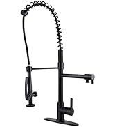 WOWOW Commercial Kitchen Faucet with Pre-Rinse Sprayer, 28-Inch Height Solid Brass Kitchen Sink F...