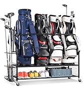 Mythinglogic 4 Golf Bag Storage Organizer, Extra Large Golf Storage Stand for Golf Bag Accessorie...