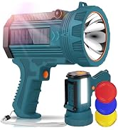 YIERBLUE Solar Power & Rechargeable Spotlight Flashlight, 1000,000 High Lumen Outdoor Handheld Sp...
