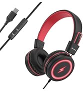 Bywulanda Kids Headphones with LED Lights for School, Upgrade USB Type C Kid Headphone with Micro...