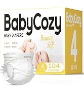 Hypoallergenic Baby Diapers Size 4(22~37lb),104 Count Babycozy Dry Disposable Diapers, 10s Strong...