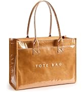 KALIDI PVC Tote Bag Women's Kraft Paper Work Purses Large Capacity Laptop Shoulder Handbag