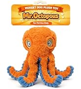 VOXGET Interactive Octopus Dog Squeaky Toy - Plush Crinkle Tug & Chew | Squeaky & Crinkle Paper S...