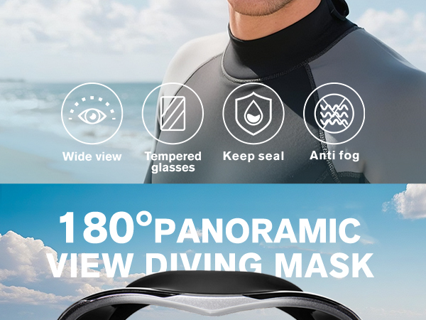 Scuba Diving Mask for Adults - Anti-Fog Swim Mask Wide View Swimming Goggles with Nose Cover