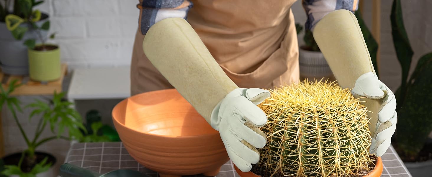 Long Sleeve Leather Rose Pruning Gloves for Men Women Thorn Proof Gardening Gloves Gift Gardeners
