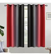 Yakamok Blackout Ombre Black and Red Curtains for Bedroom, Gradient Room Darkening Curtains, Grom...