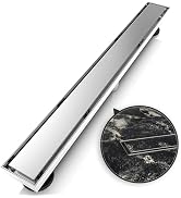 WEBANG 24 Inch Shower Linear Brushed Drain Rectangular Floor Drain with Accessories Reversible 2-...
