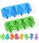 Sakolla 2 Pack Silicone Popsicle Molds with Sticks & Lid, 4-Cavity Mini Popsicle Molds for Kids -...