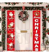 Christmas Door Banner Sign, Merry Christmas Welcome Porch Signs, Christmas Door Decorations Outdo...