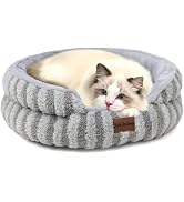 ZAKAPAWS Cat Bed Kitten Bed - Washable Round Cat Beds for Indoor Cats, Soft Corduroy Fleece Pet B...