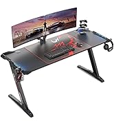 EUREKA ERGONOMIC Z60 Gaming Desk 60 inch Computer Desk Z Shaped Large PC Tables with RGB LED Ligh...
