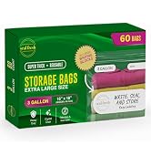 Seal Fresh 3 Gallon Large Plastic Storage Bags – 16" x 18" (60 Count) – Reusuable XXL Extra Large...