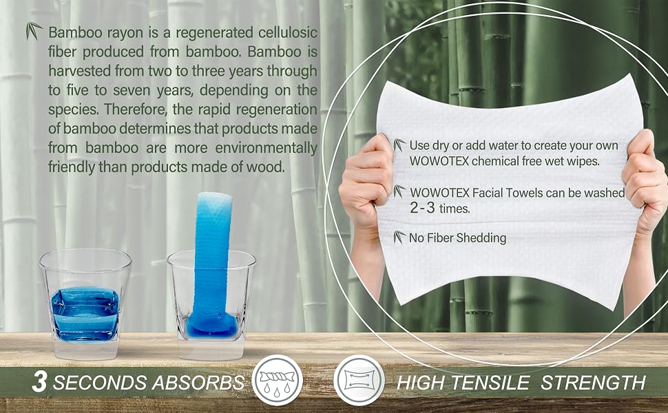 WOWOTEX white bamboo disposable face towels 3