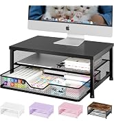 OPNICE Computer Monitor Stand Riser, Desk Organizer with Drawer, Laptop Stand, Office Desk Access...