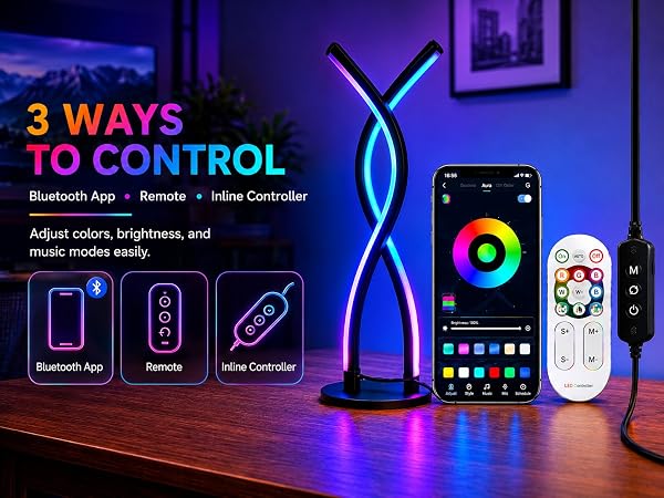 Smart RGB lamp with 3 control methods.
