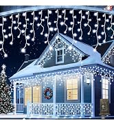 65 FT 640 LED Christmas Lights Outdoor Decorations Clear Wire String Lights Plug in 120 Drops 8 M...