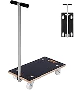 Rectangle with Handle Wood Platform Dolly, 441-lb Load Heavy Duty Wood Furniture Dolly, Plant Dol...