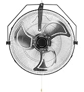 OLIXIS 18 Inch Wall Mount Fan, 2600 CFM, 3-Speed High Velocity Fan, Vertical & Horizontal Adjusta...