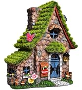 ASAWASA Resin Fairy House Statues with Solar Powered Lights, Funny Garden Sculptures with Flocked...