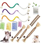 Cat Toys Chew Ropes, Silvervine Sticks Catnip Rope Toys with Refillable Natural Catnip for Cats D...