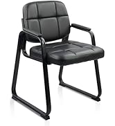 CLATINA Waiting Room Guest Chair with Bonded Leather Padded Arm Rest for Office Reception and Con...