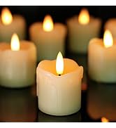 Homemory Flameless Votive Candles with Timer, 2" x 2" Real Wax, 400+Hour Realistic Black Wick Bat...