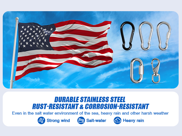 KINLINK Stainless Steel Carabiner Clip Heavy Duty Spring Snap Hook Carabiner Clips