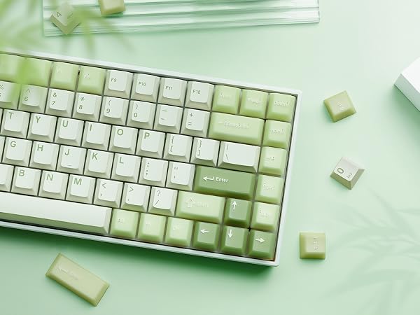 Womier PBT Keycaps Green, Jade Keycaps 60 75 100 Percent, Translucent Key caps Custom