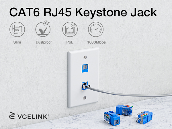 cat6 rj45 keystone jack 25 pack