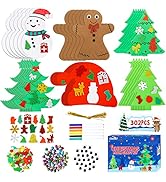 Max Fun 302PCS Christmas Tree Foam Shapes Stickers Set Craft Kits, Xmas Tree Hat Snowman Christma...