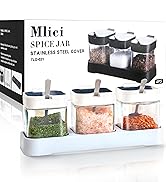 Mlici 8.6 oz Condiments Container Seasoning Jars, Kitchen Spicy Jars with Lids and Spoons, Tea Co...