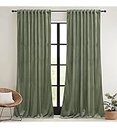 RYB HOME Sage Green Velvet Curtains 84 inch, Room Darkening Super Soft Velvet Drapes for Living R...
