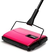 Manual Carpet Sweeper with Extra Roller,Non-Electric Pet Hair Remover | One-click dustbin release...