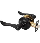 RAFECIEE Privacy Door Handle with Lock Keyless Door Lever for Bathroom and Bedroom Matte Black Wa...