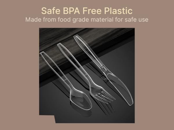 Heavy Duty Plastic Silverware, BPA-Free Food-Grade Materials, Heat-Resistant