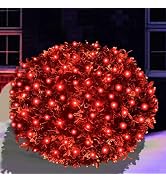 LED Red Christmas Net Lights Outdoor Christmas Decorations Lights 5ftx5ft 100LED Green Wire, Conn...
