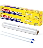 KAMMAK Plastic Wrap with Slide Cutter Food Cling Wrap 12 Inch Kitchen Cling Film BPA-Free Microwa...