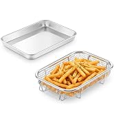 TeamFar Air Fryer Basket for Oven, 9.3" x 7" Air Fryer Basket and Tray | Stainless Steel, with Gr...