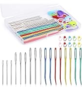 17 Pcs Yarn Needle Set, Weaving Needle Bent Tip Tapestry Needles Darning Knitting Sewing Needles,...