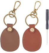 CALFOVERA 2 Colors PU Leather NFC Tag Holder Keychain Portable Scratch-Resistant Leather NFC Keyr...