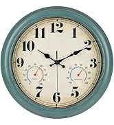 zyzamay 13 Inch Outdoor Clock with Thermometer and Hygrometer, Waterproof and Silent, Large Easy-...