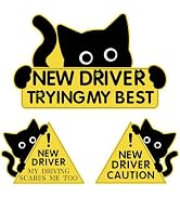 3PCS New Driver Magnet for Car, Black Cat New Car Driving Magnets for Car Please Be Patient, Safe...