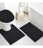 Arotive Luxury Chenille Bathroom Rugs 3 Piece with Toilet Lid Cover, Shaggy Soft and Absorbent Ba...