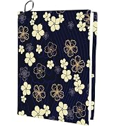 CRASPIRE Flower Stretchable Book Cover Floral Navy Blue Washable Reusable Large Nylon Cloth Polye...