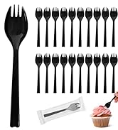 Cofimkate 50Pcs Long Handle Plastic Spork, 6.3Inch Individually Wrapped Disposable Utensils, Larg...