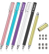 Stylus Pens for Touch Screens(6 Pcs), 2 in 1 Fiber Tips Capacitive Stylus | With 12 Extra Replace...