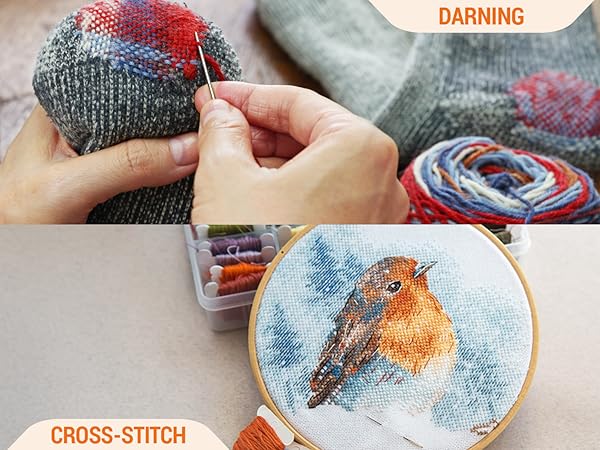 Processes with large eye sharp needles - cross-stitch and darning