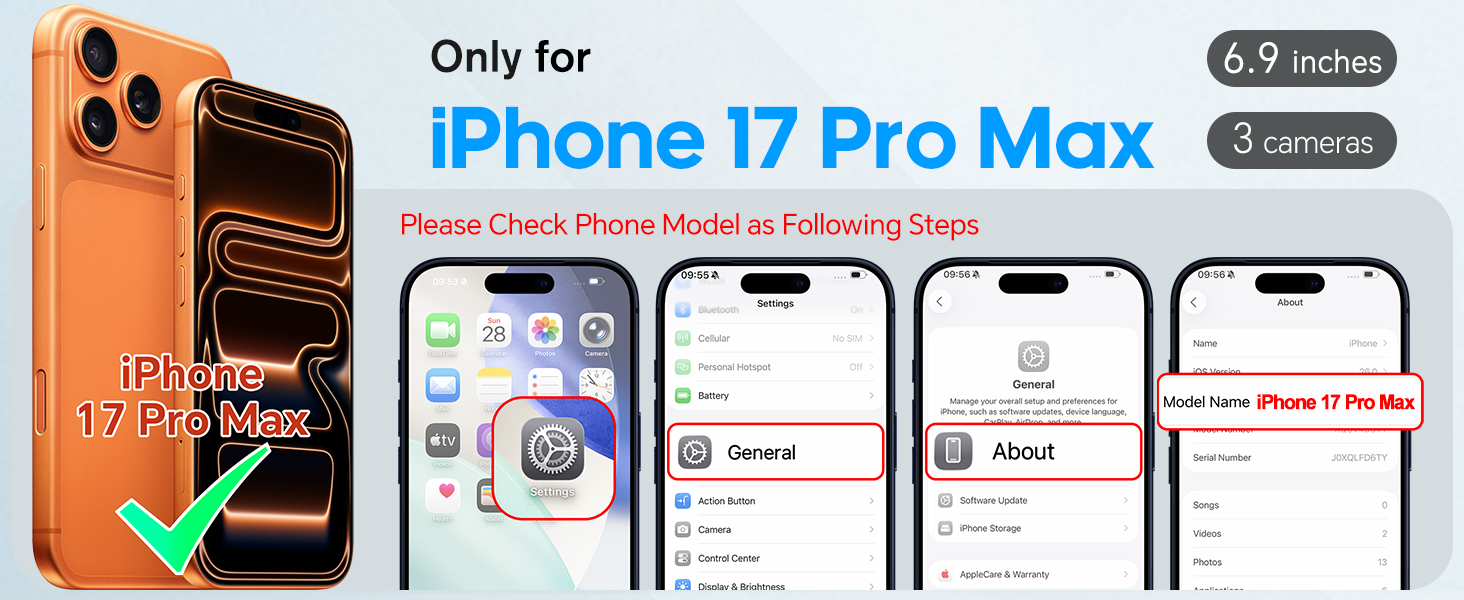 TUCCH Wallet Case for iPhone 17 Pro Max (6.9") 2025, RFID Blocking 4 Card Holders | Kickstand