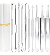 Pimple Popper Tool Kit - Boxoyx 10 Pcs Blackhead Remover Comedone Extractor Kit with Metal Case f...